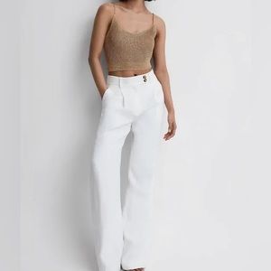 Reiss Rhianna Gold Knitted Cropped Tank Top